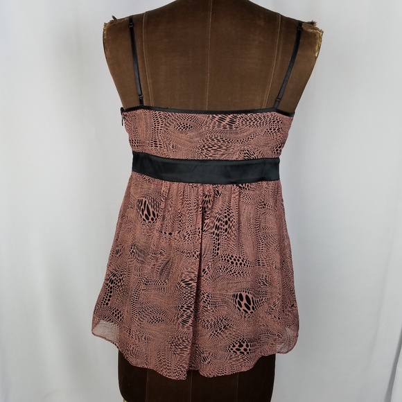 Vintage 90s Y2K Silk Spaghetti Strap Top Empire Waist Satin Trim S Express - Picture 4 of 7